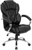 High Back Transitional Style Black Leather Executive Swivel Office Chair with Arms
