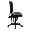 Mid-Back Black Leather Multifunction Swivel Ergonomic Task Office Chair with Pillow Top Cushioning