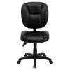 Mid-Back Black Leather Multifunction Swivel Ergonomic Task Office Chair with Pillow Top Cushioning