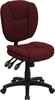Mid-Back Burgundy Fabric Multifunction Swivel Ergonomic Task Office Chair with Pillow Top Cushioning
