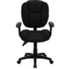 Mid-Back Black Fabric Multifunction Swivel Ergonomic Task Office Chair with Pillow Top Cushioning and Arms