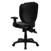 Mid-Back Black Leather Multifunction Swivel Ergonomic Task Office Chair with Pillow Top Cushioning and Arms