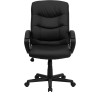 Mid-Back Black Leather Executive Swivel Office Chair with Three Line Horizontal Stitch Back and Arms