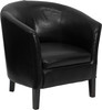 Black Leather Barrel Shaped Guest Chair