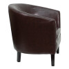 Brown Leather Barrel Shaped Guest Chair