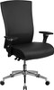 TYCOON Series 24/7 Intensive Use 300 lb. Rated Black Leather Multifunction Ergonomic Office Chair with Seat Slider