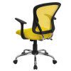 Mid-Back Yellow Mesh Swivel Task Office Chair with Chrome Base and Arms