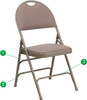 TYCOON Series Ultra-Premium Triple Braced Beige Fabric Metal Folding Chair with Easy-Carry Handle