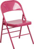 TYCOON COLORBURST Series Shockingly Fuchsia Triple Braced & Double Hinged Metal Folding Chair