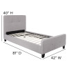 Tribeca Twin Size Tufted Upholstered Platform Bed in Light Gray Fabric