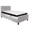 Tribeca Twin Size Tufted Upholstered Platform Bed in Light Gray Fabric with Memory Foam Mattress