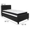 Tribeca Twin Size Tufted Upholstered Platform Bed in Black Fabric with Pocket Spring Mattress