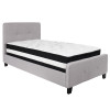 Tribeca Twin Size Tufted Upholstered Platform Bed in Light Gray Fabric with Pocket Spring Mattress