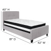 Tribeca Twin Size Tufted Upholstered Platform Bed in Light Gray Fabric with Pocket Spring Mattress