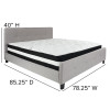 Tribeca King Size Tufted Upholstered Platform Bed in Light Gray Fabric with Pocket Spring Mattress