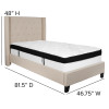 Riverdale Twin Size Tufted Upholstered Platform Bed in Beige Fabric with Memory Foam Mattress