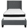 Riverdale Twin Size Tufted Upholstered Platform Bed in Dark Gray Fabric with Memory Foam Mattress