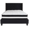 Riverdale Full Size Tufted Upholstered Platform Bed in Black Fabric with Pocket Spring Mattress