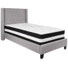 Riverdale Twin Size Tufted Upholstered Platform Bed in Light Gray Fabric with Pocket Spring Mattress