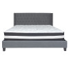 Riverdale King Size Tufted Upholstered Platform Bed in Dark Gray Fabric with Pocket Spring Mattress