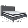 Riverdale King Size Tufted Upholstered Platform Bed in Dark Gray Fabric with Pocket Spring Mattress