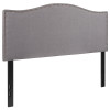 Lexington Upholstered Full Size Headboard with Accent Nail Trim in Light Gray Fabric