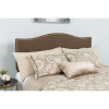 Lexington Upholstered King Size Headboard with Accent Nail Trim in Dark Brown Fabric