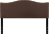 Lexington Upholstered Queen Size Headboard with Accent Nail Trim in Dark Brown Fabric