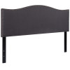 Lexington Upholstered Queen Size Headboard with Accent Nail Trim in Dark Gray Fabric