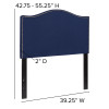 Lexington Upholstered Twin Size Headboard with Accent Nail Trim in Navy Fabric