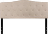 Cambridge Tufted Upholstered Queen Size Headboard in Beige Fabric