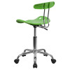 Vibrant Spicy Lime and Chrome Swivel Task Office Chair with Tractor Seat