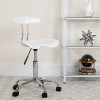 Vibrant White and Chrome Swivel Task Office Chair with Tractor Seat