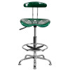 Vibrant Green and Chrome Drafting Stool with Tractor Seat