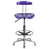 Vibrant Violet and Chrome Drafting Stool with Tractor Seat