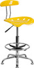 Vibrant Yellow and Chrome Drafting Stool with Tractor Seat