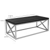 Park Ridge Black Coffee Table with Silver Finish Frame