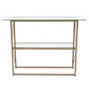 Mar Vista Collection Glass Console Table with Matte Gold Frame