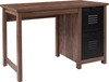 New Lancaster Collection Crosscut Oak Wood Grain Finish Computer Desk with Metal Drawers