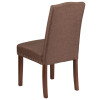 TYCOON Hampton Hill Series Brown Fabric Parsons Chair with Silver Accent Nail Trim