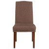 TYCOON Hampton Hill Series Brown Fabric Parsons Chair with Silver Accent Nail Trim