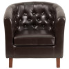 TYCOON Cranford Series Brown Leather Tufted Barrel Chair
