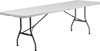 30"W x 96"L Bi-Fold Granite White Plastic Banquet and Event Folding Table with Carrying Handle