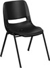 TYCOON Series 440 lb. Capacity Black Ergonomic Shell Stack Chair with Black Frame and 12'' Seat Height