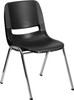 TYCOON Series 440 lb. Capacity Black Ergonomic Shell Stack Chair with Chrome Frame and 14'' Seat Height