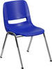 TYCOON Series 661 lb. Capacity Navy Ergonomic Shell Stack Chair with Chrome Frame and 16'' Seat Height