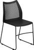 TYCOON Series 661 lb. Capacity Black Sled Base Stack Chair with Air-Vent Back