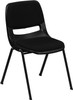 TYCOON Series 880 lb. Capacity Black Ergonomic Shell Stack Chair with Padded Seat and Back