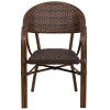 Milano Series Cocoa Rattan Restaurant Patio Chair with Bamboo-Aluminum Frame