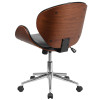Mid-Back Walnut Wood Conference Office Chair in Black Leather